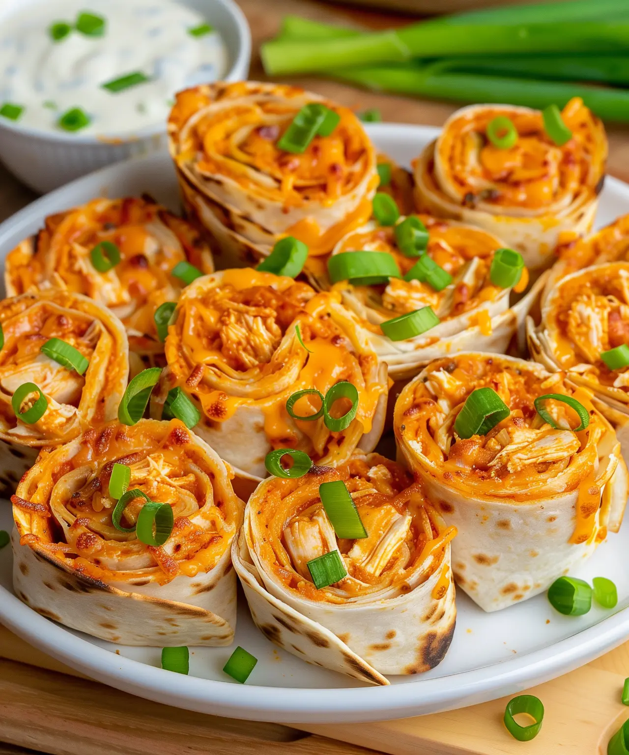 Spicy Buffalo Chicken Pinwheels
