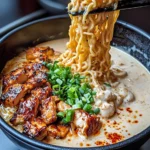 Chicken Ramen with Creamy Garlic Sauce