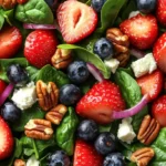 Strawberry Blueberry Spinach Salad with Pecans and Feta