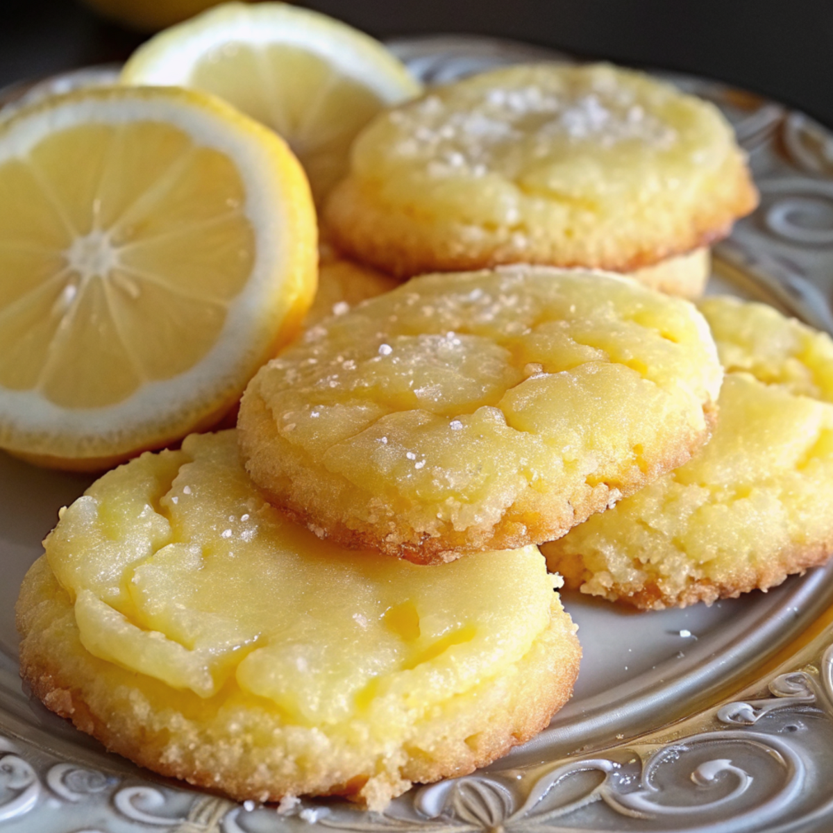 Lemon Pound Cake Cookies in a white plate