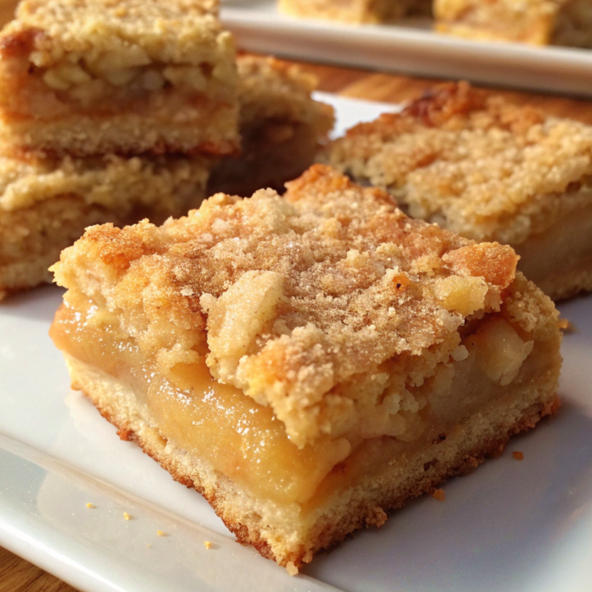 Apple Crumb Bars in a white plate