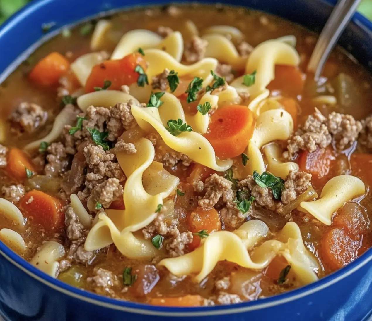 hamburger noodle soup