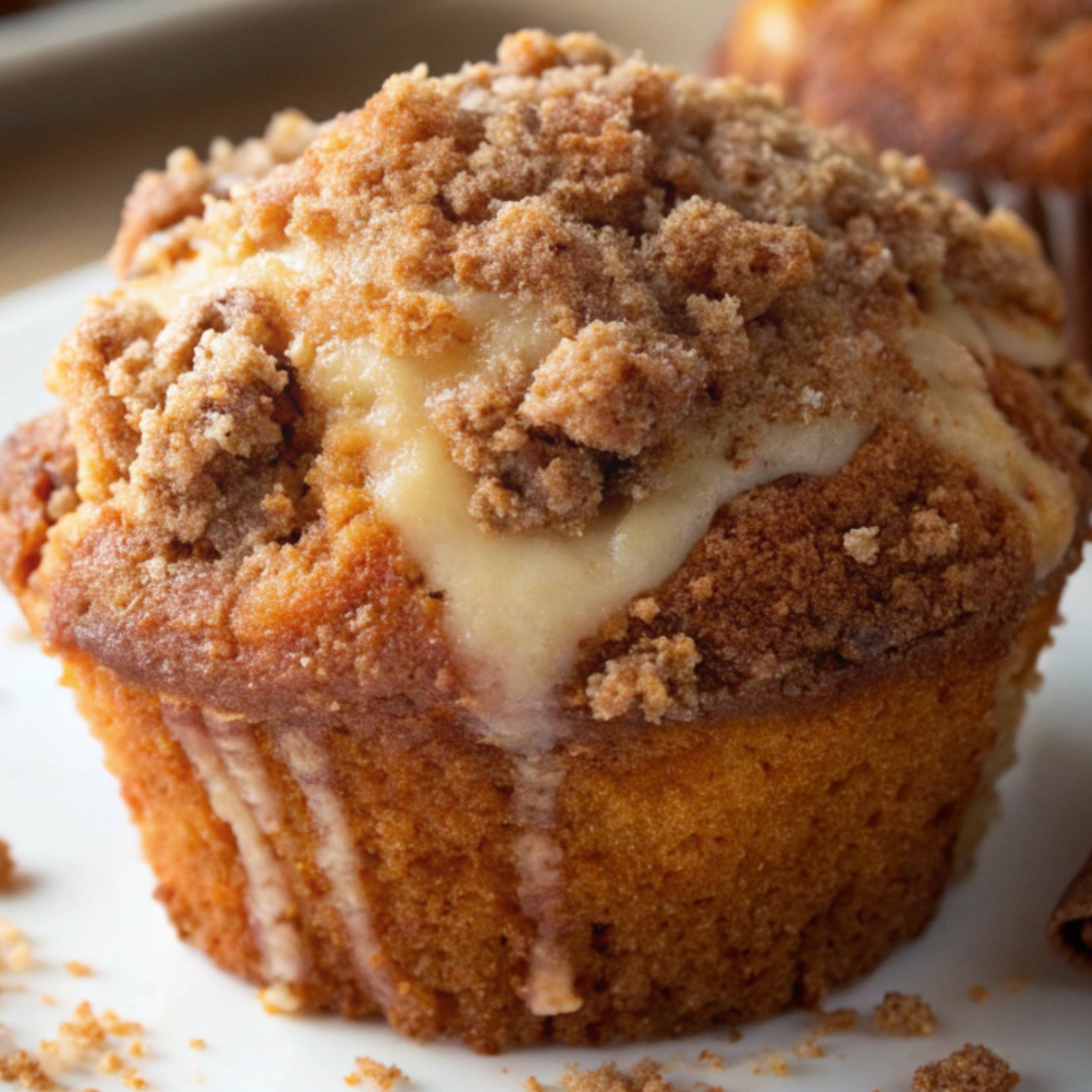 Grandma’s Coffee Cake Muffins in a white plate