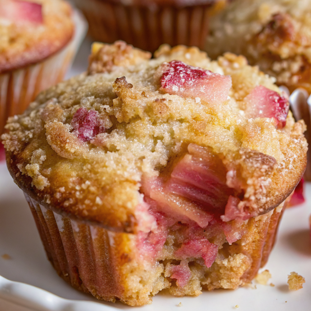 Rhubarb Muffins in a white plate