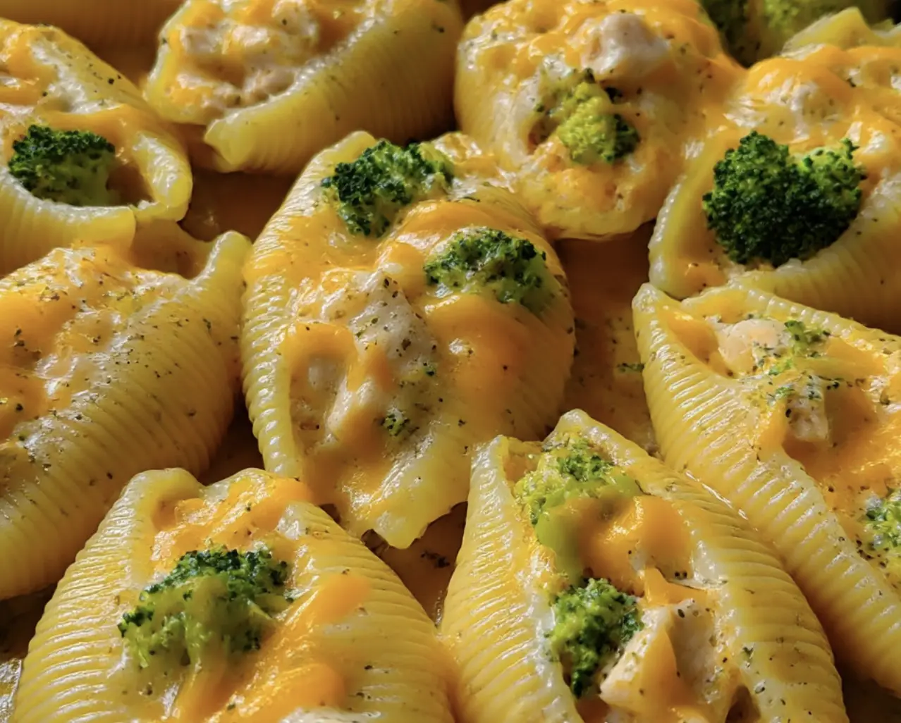 cheesy chicken and broccoli stuffed shells