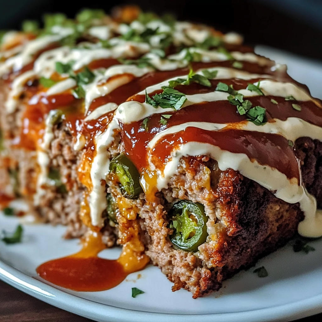 Smoky Jalapeño Popper Meatloaf with Creamy Ranch Drizzle