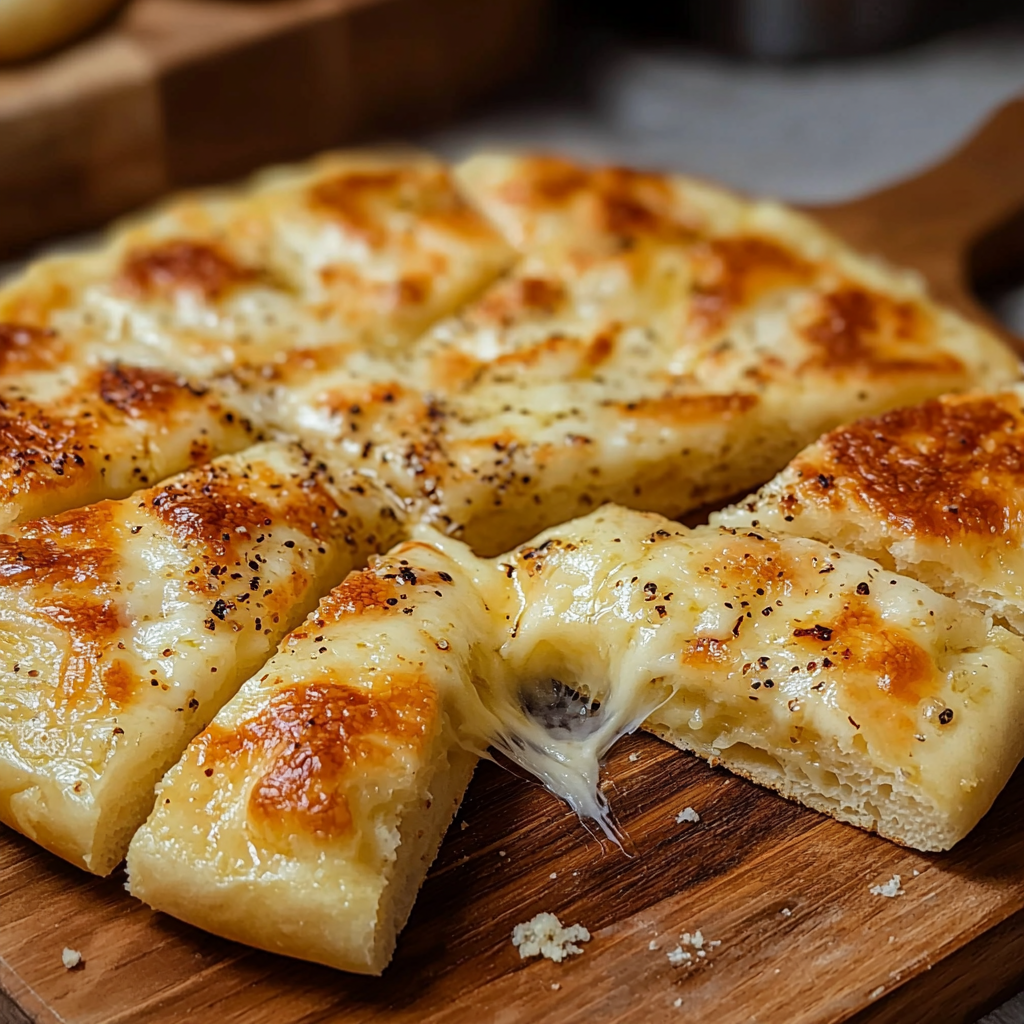 Keto Cheesy Focaccia in a Pan served hot in cast iron skillet – low carb, gluten-free keto bread